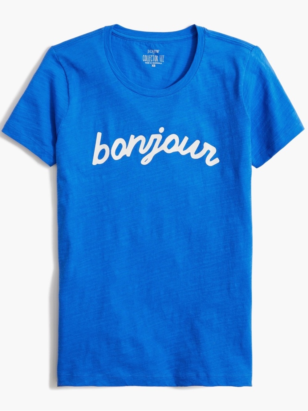 J. Crew Factory Cobalt Blue 'bonjour' Graphic Tee M NWT